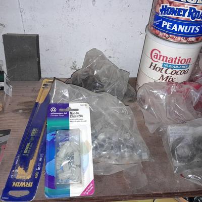 Household hardware new and lightly used - nails - Screws - bolts - organizing bins and more