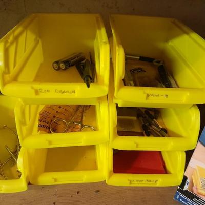 Household hardware new and lightly used - nails - Screws - bolts - organizing bins and more