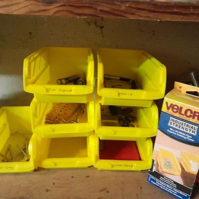 Household hardware new and lightly used - nails - Screws - bolts - organizing bins and more