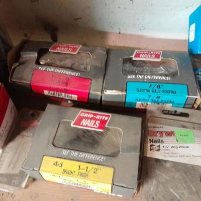 Household hardware new and lightly used - nails - Screws - bolts - organizing bins and more
