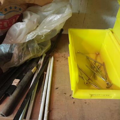 Household hardware new and lightly used - nails - Screws - bolts - organizing bins and more