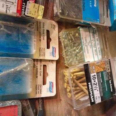 Household hardware new and lightly used - nails - Screws - bolts - organizing bins and more