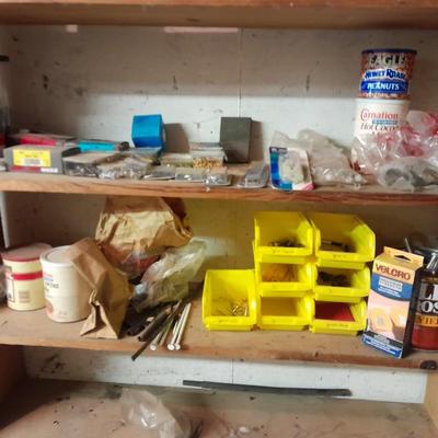 Household hardware new and lightly used - nails - Screws - bolts - organizing bins and more