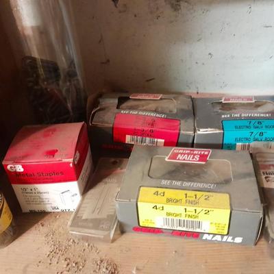 Household hardware new and lightly used - nails - Screws - bolts - organizing bins and more