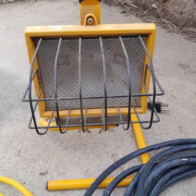Work light with extension cord and Surge protector power bar