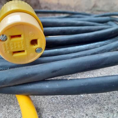 Work light with extension cord and Surge protector power bar