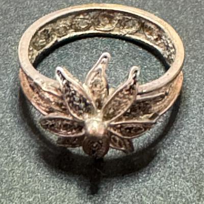 Sterling floral ring