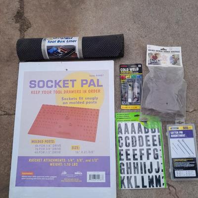Socket Pal organizer - Tool box drawer liner - Cotter pin assortment - Rubber knee pads