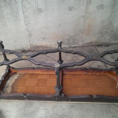 Antique wood framed bench =
