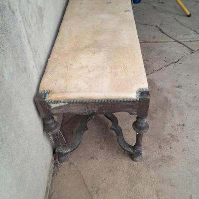Antique wood framed bench =