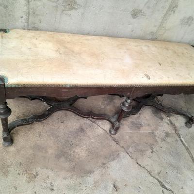 Antique wood framed bench =