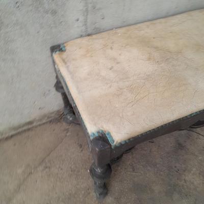 Antique wood framed bench =