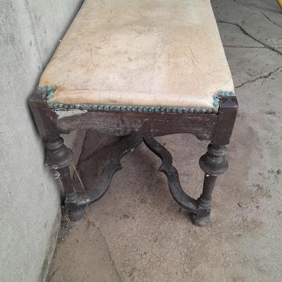 Antique wood framed bench =