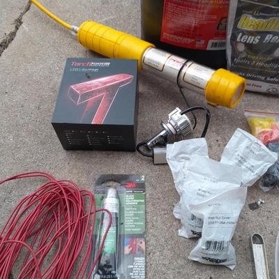 Automotive necessities - Timing light - LED Headlights - Oil recycle bottle -lug nuts and much more