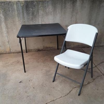 Card table and folding chair