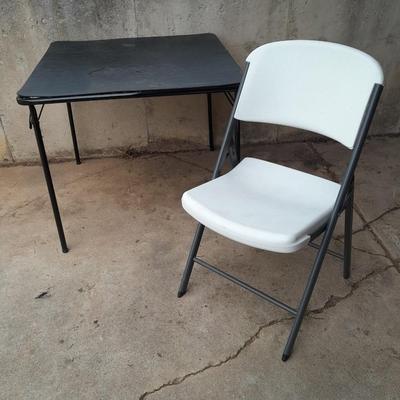 Card table and folding chair