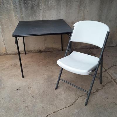 Card table and folding chair
