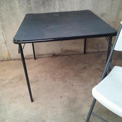 Card table and folding chair
