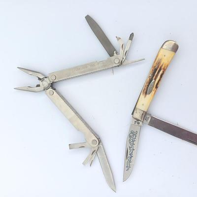 Case Pocket knife and Leatherman tool with sheath