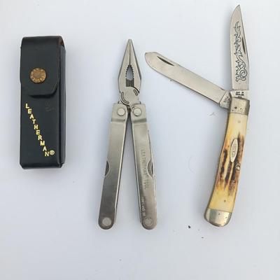 Case Pocket knife and Leatherman tool with sheath