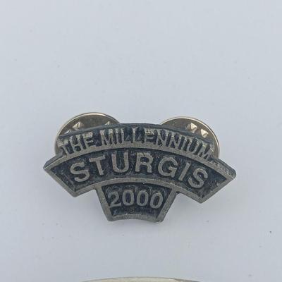 Harley Davidson Belt Buckle and a 2000 Sturgis pin