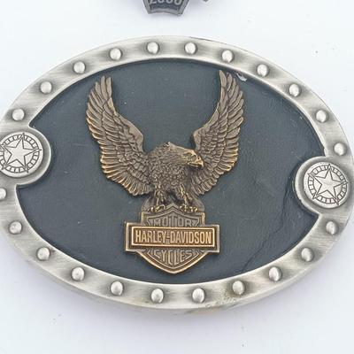 Harley Davidson Belt Buckle and a 2000 Sturgis pin