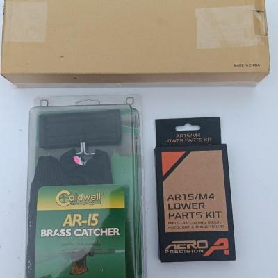 AR-15 Stock with AR 15/M4 Lower parts kit and an AR 15 Brass catcher - All appear new