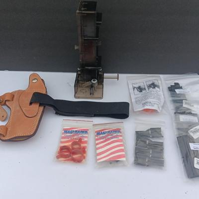 Leather holster - Gun auto loading items - stripper clips and more