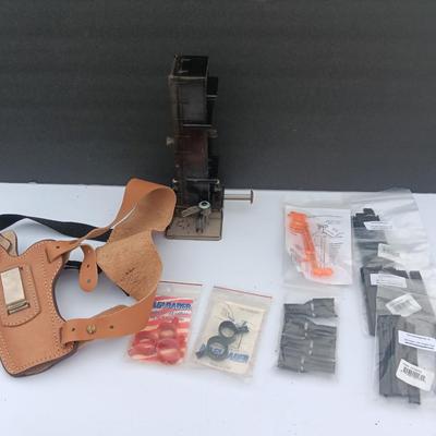 Leather holster - Gun auto loading items - stripper clips and more