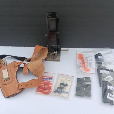 Leather holster - Gun auto loading items - stripper clips and more