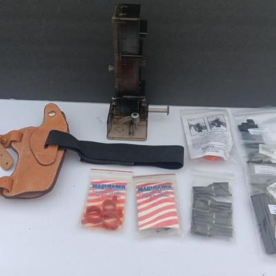Leather holster - Gun auto loading items - stripper clips and more