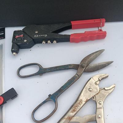 Assortment of specialty tools - zip tie - scissors - rivet pliers and more