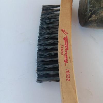 Two hammers - Ball ping & Rubber mallet and a metal bristle brush