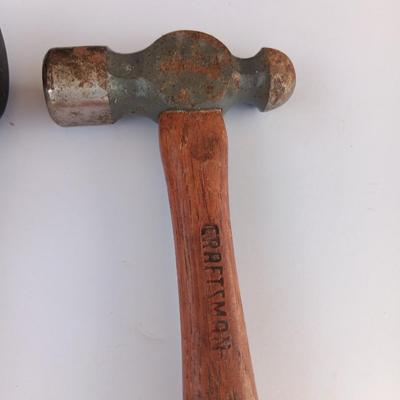 Two hammers - Ball ping & Rubber mallet and a metal bristle brush