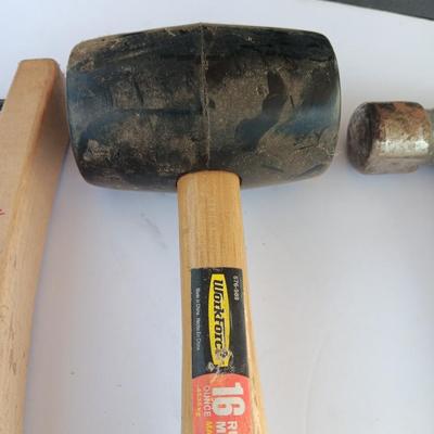 Two hammers - Ball ping & Rubber mallet and a metal bristle brush