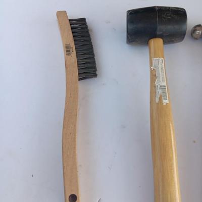 Two hammers - Ball ping & Rubber mallet and a metal bristle brush