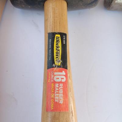 Two hammers - Ball ping & Rubber mallet and a metal bristle brush