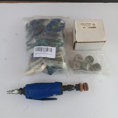 Pneumatic mini die grinder with grinding wheels and more