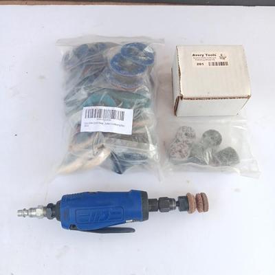 Pneumatic mini die grinder with grinding wheels and more