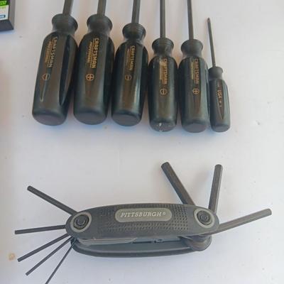 New Pitsburgh socket set with hex key set and Craftsman screwdrivers