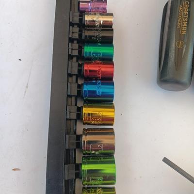 New Pitsburgh socket set with hex key set and Craftsman screwdrivers