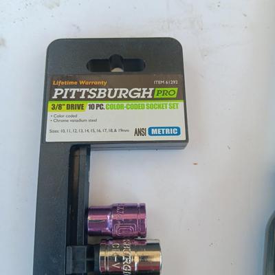 New Pitsburgh socket set with hex key set and Craftsman screwdrivers