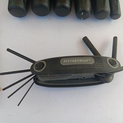 New Pitsburgh socket set with hex key set and Craftsman screwdrivers