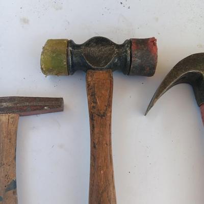 Three hammers and a pair of new safety glasses