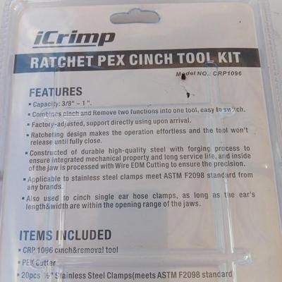 Brand new iCrimp PEX pipe Cinch & Removal Toolset with sharkbite fitting