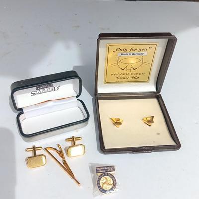 Tie clips - Collar tips - and a Federal Aviation Administration collectible pin