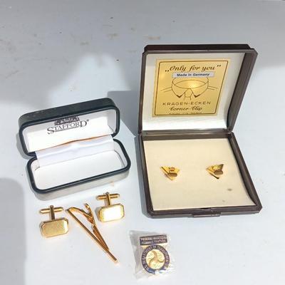 Tie clips - Collar tips - and a Federal Aviation Administration collectible pin