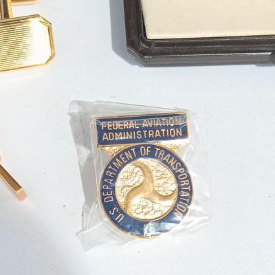 Tie clips - Collar tips - and a Federal Aviation Administration collectible pin