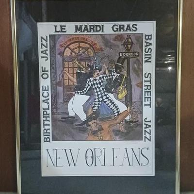 Vintage Signed George Luttrell Madi Gras Print Poster