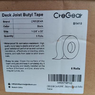 Brand new box of Six rolls of new CreGear Deck Joist Butyl Tape